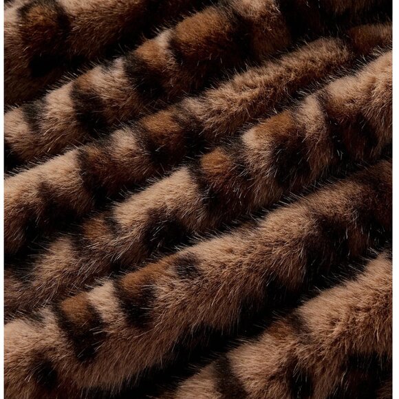 Leopard Pattern Faux Fur Belted Coat Brown - Picture 10 of 11